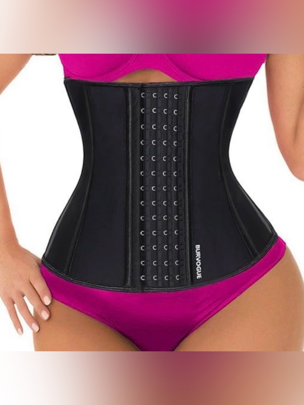 Burvogue Women's Waist Corset Cincher Body Shaper with Steel Bones Extender Sz S